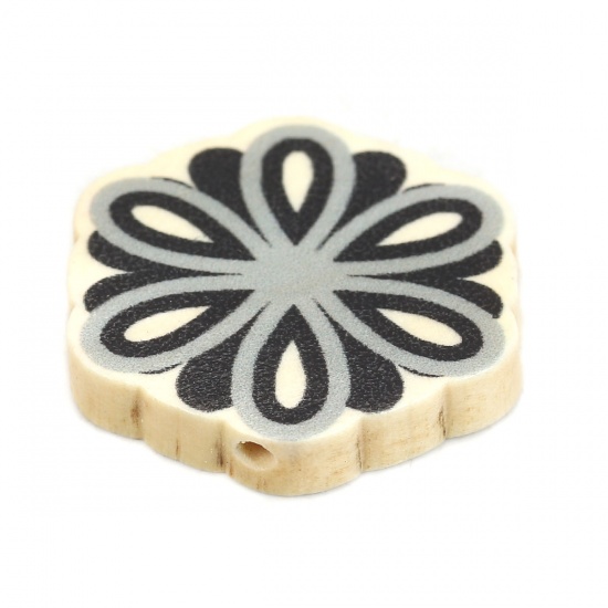 Picture of Wood Spacer Beads Flower Black About 28mm x 26mm, Hole: Approx 2mm, 10 PCs