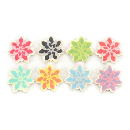 Picture of Wood Spacer Beads Flower Purple About 30mm x 29mm, Hole: Approx 1.9mm, 10 PCs