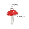 Picture of Zinc Based Alloy 3D Charms Mushroom Silver Plated Red Enamel 17mm x 11mm, 5 PCs