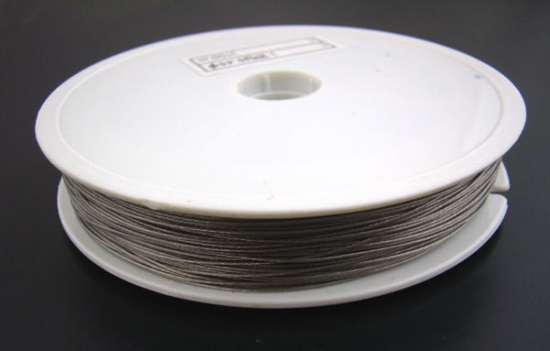 Picture of Steel Beading Wire Thread Cord Antique Silver Color 0.6mm(23 gauge), 1 Roll (Approx 30 M/Roll)