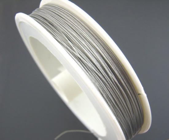 Picture of Steel Beading Wire Thread Cord Antique Silver Color 0.5mm(24 gauge), 1 Roll (Approx 40 M/Roll)