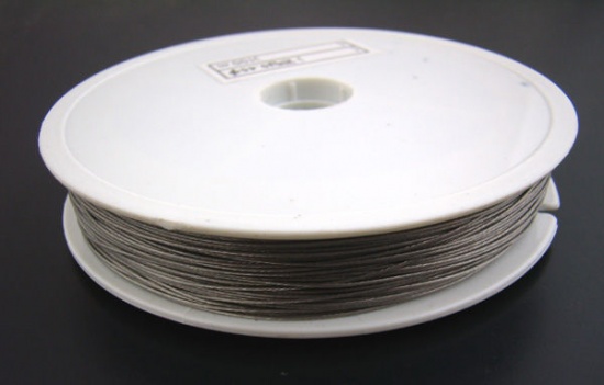 Picture of Steel Beading Wire Thread Cord Antique Silver Color 0.38mm(26 gauge), 1 Roll (Approx 50 M/Roll)