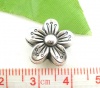 Picture of CCB Plastic Metalized Bubblegum Beads Flower Antique Silver Color About 15mm x 8mm, Hole: Approx 1.6mm, 60 PCs
