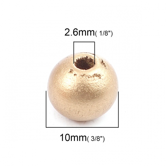 ウッドスペーサー ビーズ 円形 ゴールデン 約 10mm直径、 100 グラム (約 330 個) の画像