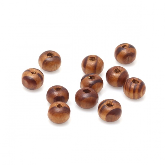 Picture of Wood Spacer Beads Round Coffee About 8mm Dia., Hole: Approx 3.1mm, 500 PCs