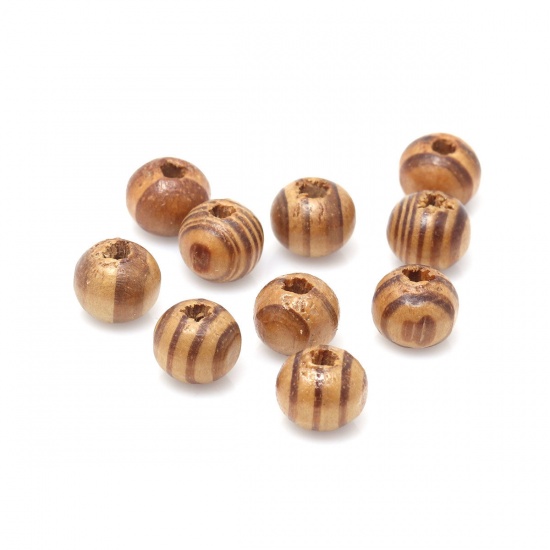 Picture of Wood Spacer Beads Round Coffee About 10mm Dia., Hole: Approx 3.2mm, 200 PCs