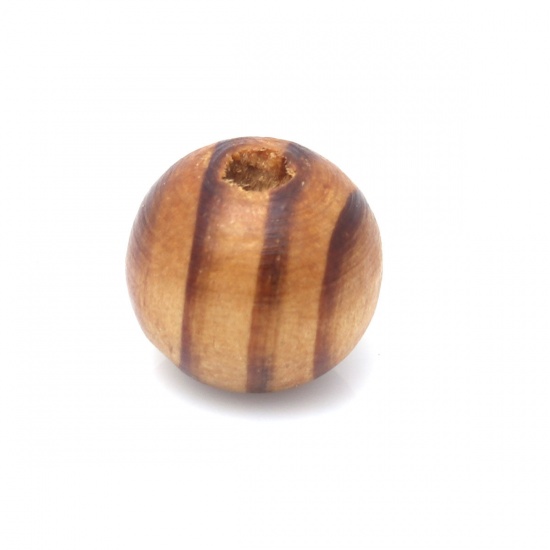 Bild von Holz Zwischenperlen Spacer Perlen Rund Kaffeebraun ca. 16mm D., Loch: ca. 4.3mm, 50 Stück