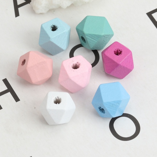 Picture of Wood Spacer Beads Geometric At Random Mixed Faceted About 12mm x 12mm, Hole: Approx 3.2mm, 50 PCs