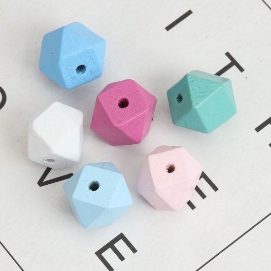 Picture of Wood Spacer Beads Geometric At Random Mixed Faceted About 20mm x 20mm, Hole: Approx 3.4mm, 20 PCs