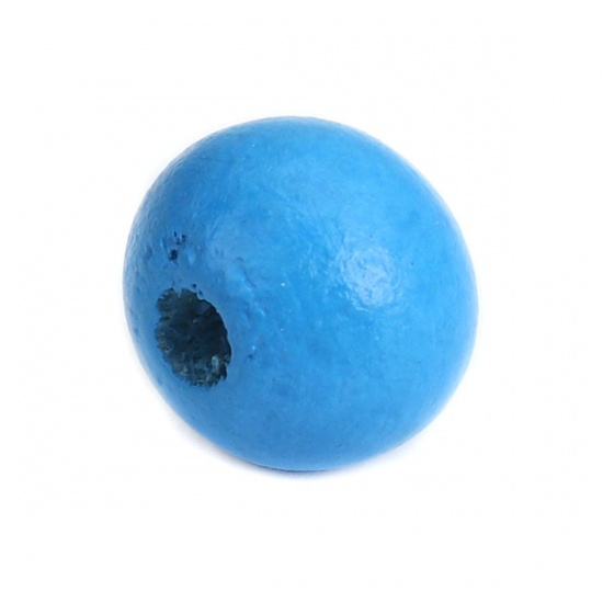 Picture of Wood Spacer Beads Round Blue About 10mm Dia., Hole: Approx 2.5mm, 500 PCs