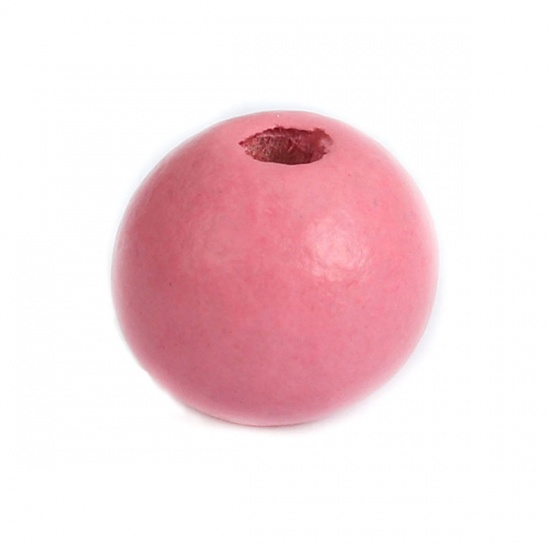 Picture of Wood Spacer Beads Round Peach Pink About 10mm Dia., Hole: Approx 2.5mm, 500 PCs
