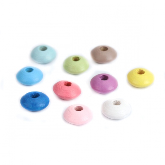 Picture of Wood Spacer Beads Flat Round At Random Mixed About 12mm Dia., Hole: Approx 3.3mm, 200 PCs