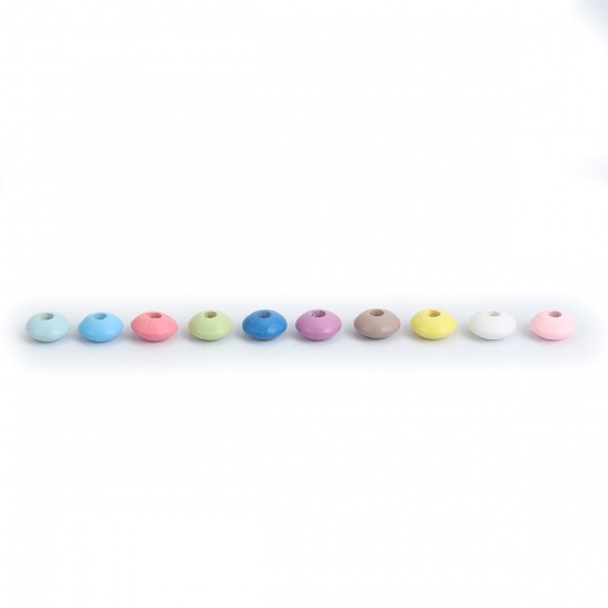 Bild von Holz Zwischenperlen Spacer Perlen Flachrund Zufällig Mix ca. 12mm D., Loch: ca. 3.3mm, 200 Stück
