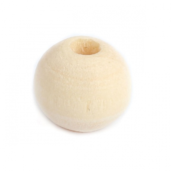 Picture of Hinoki Wood Spacer Beads Round Natural About 8mm Dia., Hole: Approx 2.1mm, 1000 PCs