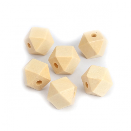 Picture of Wood Spacer Beads Geometric Natural Faceted About 15mm x 15mm, Hole: Approx 3.6mm, 50 PCs