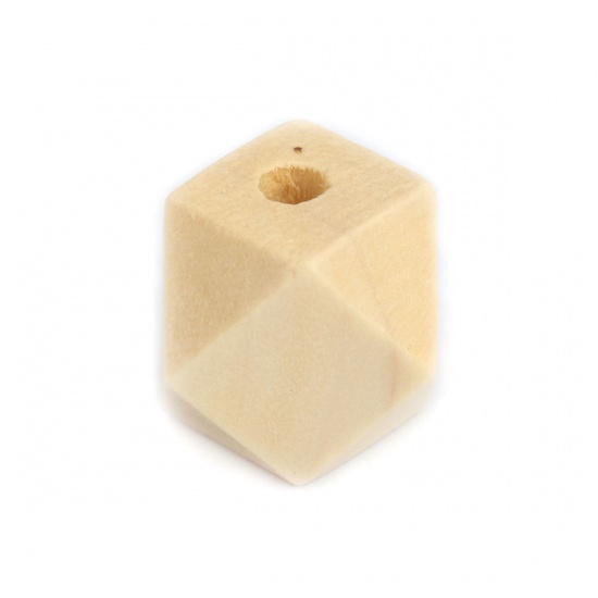 Picture of Wood Spacer Beads Geometric Natural Faceted About 15mm x 15mm, Hole: Approx 3.6mm, 50 PCs