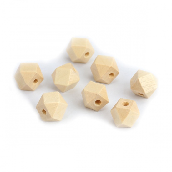 Picture of Wood Spacer Beads Geometric Natural Faceted About 12mm x 12mm, Hole: Approx 3mm, 50 PCs