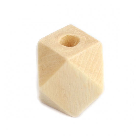 Picture of Wood Spacer Beads Geometric Natural Faceted About 12mm x 12mm, Hole: Approx 3mm, 50 PCs