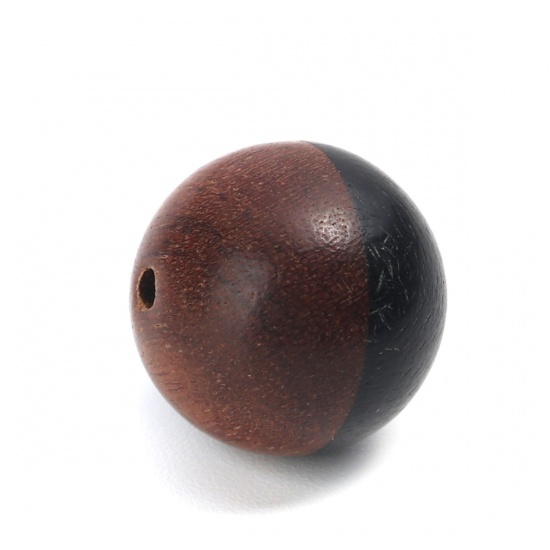 Picture of Resin & Wood Spacer Beads Round Black About 15mm Dia., Hole: Approx 1.9mm, 2 PCs