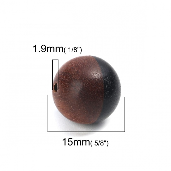 Immagine di Legno & Resina Separatori Perline Tondo Nero Circa: 15mm Dia, Foro: Circa 1.9mm, 2 Pz