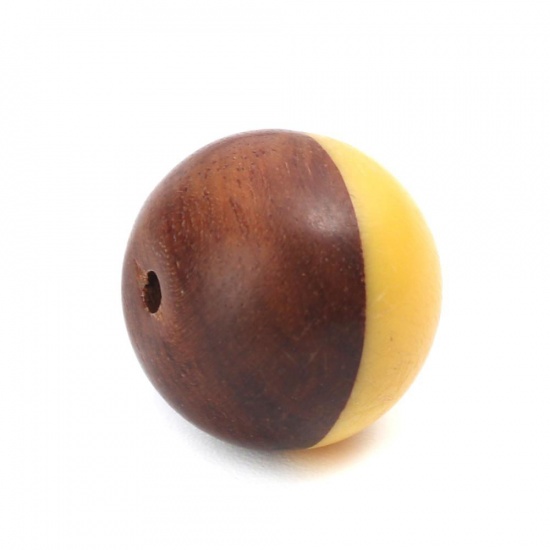Picture of Resin & Wood Spacer Beads Round Black About 15mm Dia., Hole: Approx 1.9mm, 2 PCs