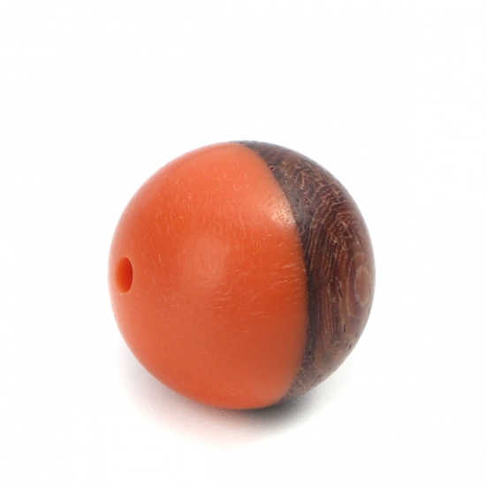 Picture of Wood Spacer Beads Round Orange About 15mm Dia., Hole: Approx 1.9mm, 2 PCs