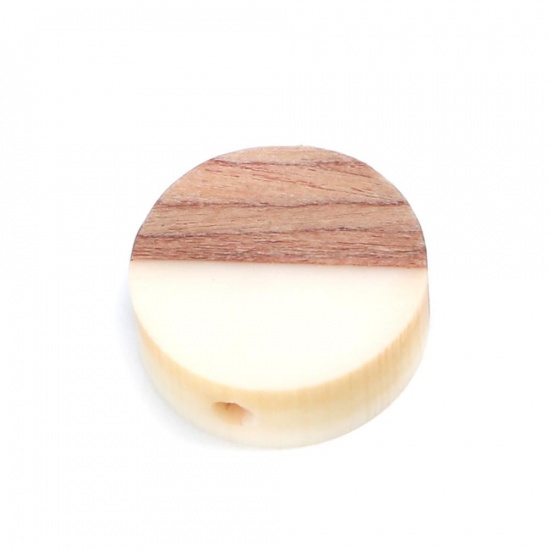 Picture of Resin & Wood Spacer Beads Round Creamy-White About 15mm Dia., Hole: Approx 1.6mm, 5 PCs