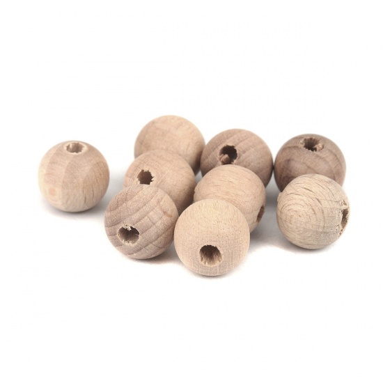 Picture of Beech Wood Spacer Beads Round Natural About 12mm Dia., Hole: Approx 3.3mm, 20 PCs