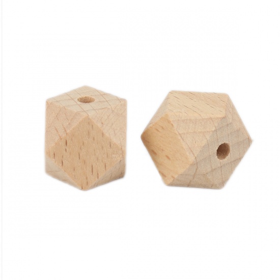 Picture of Beech Wood Spacer Beads Octagon Natural About 18mm x 18mm, Hole: Approx 4mm, 10 PCs