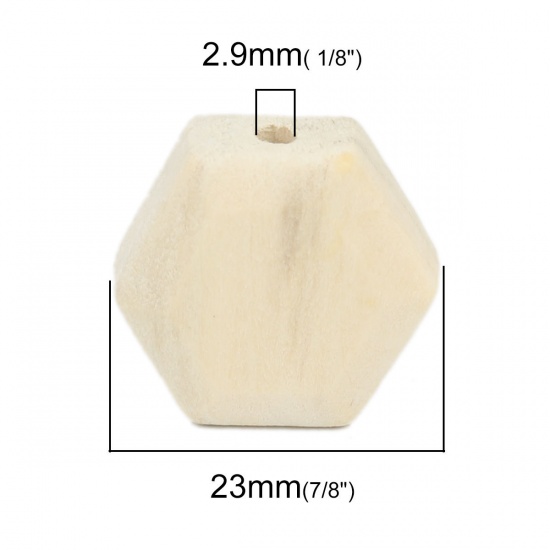 Picture of Wood Spacer Beads Hexagon Natural About 23mm x 21mm, Hole: Approx 2.9mm, 10 PCs