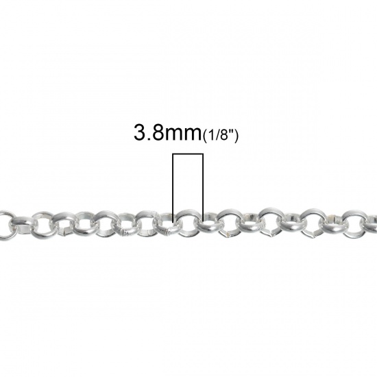 Picture of Alloy Rolo Chain Findings Silver Plated 3.8mm( 1/8") Dia, 4 M