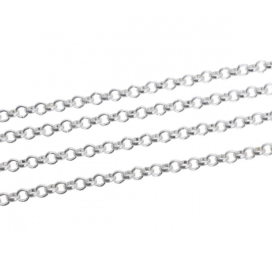 Picture of Alloy Rolo Chain Findings Silver Plated 3.8mm( 1/8") Dia, 4 M