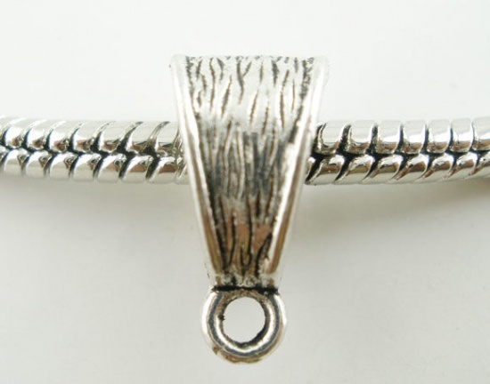 Bild von Zinklegierung European Stil Kaution Perlen Dreieck Antiksilber 14mm x 7mm , 50 Stück