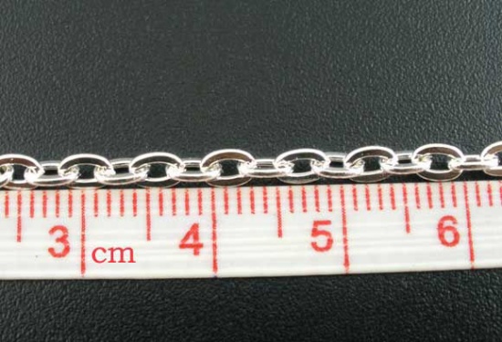 Picture of Alloy Link Cable Chain Findings Silver Plated 4x3mm(1/8"x1/8"), 5 M