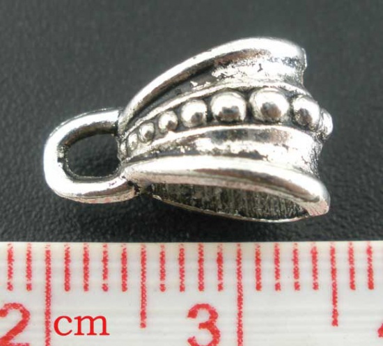 Bild von Zinklegierung European Stil Kaution Perlen Dreieck Punkt Antiksilber 15mm x 9mm , 50 Stück