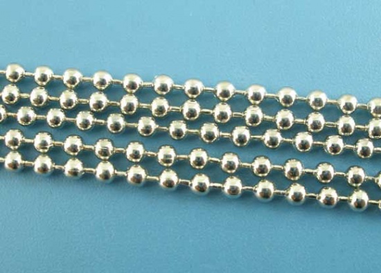 Picture of Alloy Ball Chain Findings Silver Tone 2mm( 1/8") Dia, 8 M
