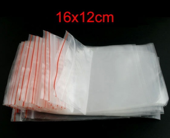 Bild von ABS Plastik Druckverschlussbeutel Rechteck Transparent (Nutzfläche: 16cm x 12cm) 17cm x 12cm 100 Stück