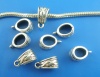 Immagine di Lega di Zinco Stile Europeo Perline Bails Triangolo Intagliato Argento Antico 14mm x 7mm, 30 Pz
