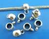 Immagine di Lega di Zinco Stile Europeo Perline Bails Tondo Argento Antico 11mm x 5mm, 50 Pz