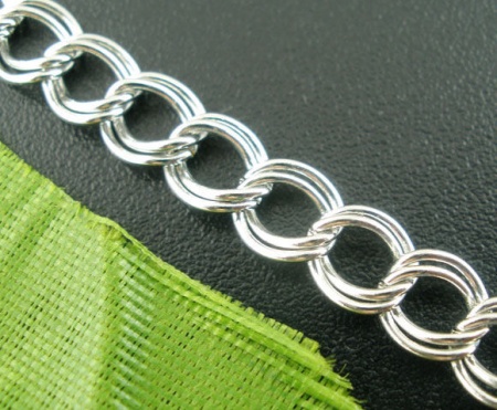 Alloy Double Loop Link Curb Chain Findings Silver Tone 4x5mm(1/8"x2/8"), 4 M