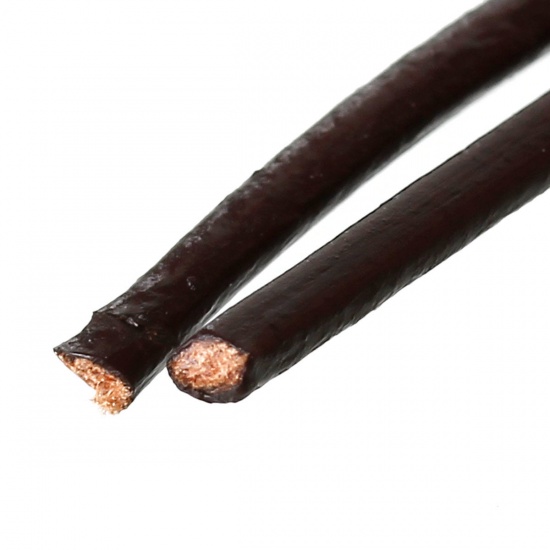 Picture of Coffee Color Round Real Leather Jewelry Cord 1.5mm 10M length