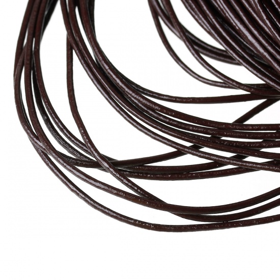 Picture of Coffee Color Round Real Leather Jewelry Cord 1.5mm 10M length