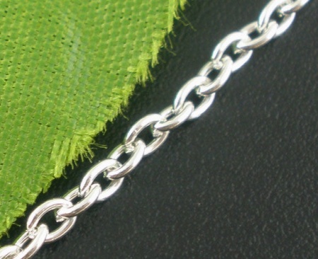 Alloy Link Cable Chain Findings Silver Plated 3x2mm(1/8"x1/8"), 10 M