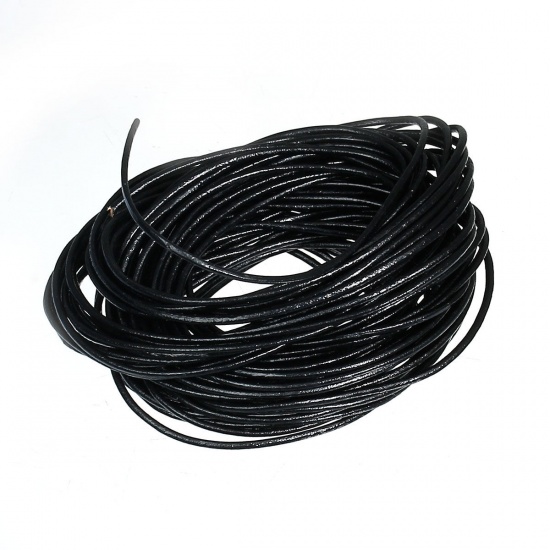 Bild von 10m Länge Schwarz Echt Leder Lederband Lederschnur 1.5mm.Verkauft eine Packung mit 1