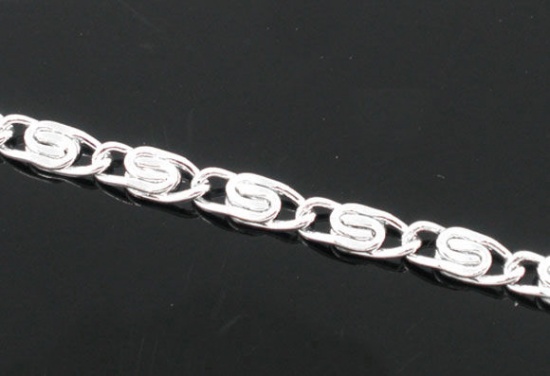 Picture of Iron Based Alloy Scroll Chain Findings Silver Plated 7x2.8mm( 2/8" x 1/8"), 5 M