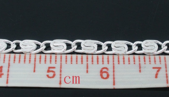 Picture of Iron Based Alloy Scroll Chain Findings Silver Plated 7x2.8mm( 2/8" x 1/8"), 5 M