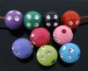 Picture of CCB Plastic Silver Accent Bubblegum Beads Ball Mixed About 8mm Dia, Hole: Approx 1.5mm, 100 PCs
