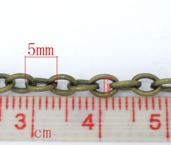 Picture of Alloy Link Cable Chain Findings Antique Bronze 5x3.5mm(2/8"x1/8"), 5 M