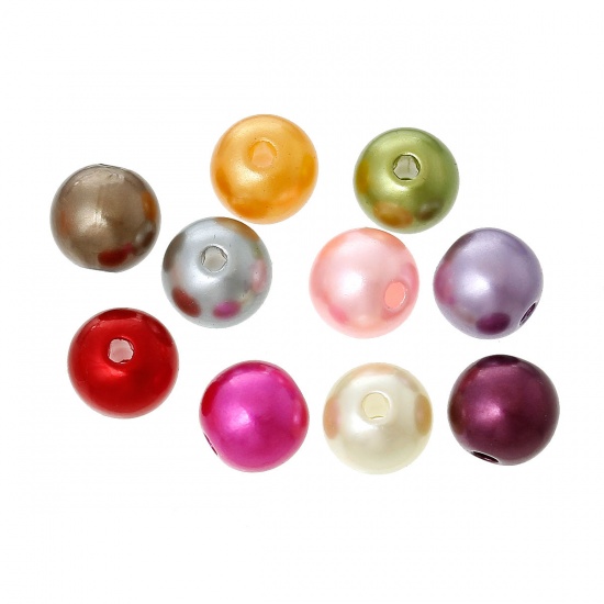 Bild von Acryl Imiat Perle Perlen Rund zufällig gemischt ca 8mm D Loch:1.5mm 300 Stück