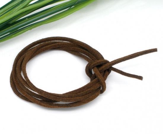 Picture of Polyester Faux Suede Jewelry Cord Rope Coffee 2.5mm x2mm( 1/8" x 1/8"), 20 PCs (Approx 1 M/Piece)